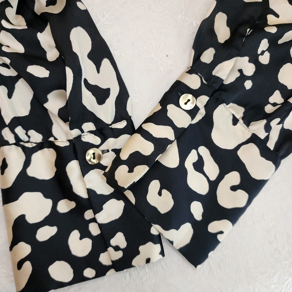 Zara Leopard Print Satin Belted Dress Size S Animal Print Longsleeve. - Picture 8 of 12